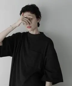 万能トップス✨ミニマム黒ルーズモックネックTシャツ リメール REMER