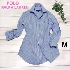 ポロラルフローレン　シャツ ブラウス　ピンクポニー刺繍 ストライプ 長袖