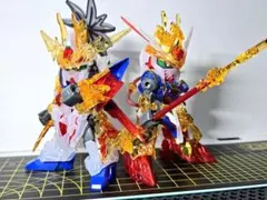 【組立済】ガンプラ　劉備ユニコーン　悟空インパルス　ソリッドクリア