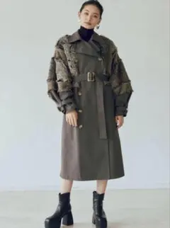 MURUA フェイクファー付きトレンチコート