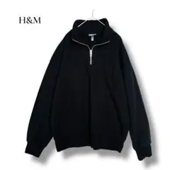 H&M ハーフジップスウェット Lブラック オーバーサイズ リラックス フィット