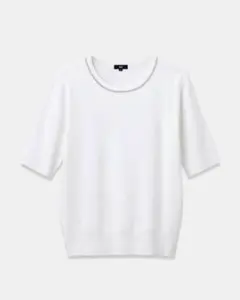PLST UVカットレーヨンブレンドメタリックネックニットT ホワイトのサムネイル