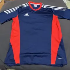 adidas CLIMALITE ネイビー/レッド シャツ Dサイズ