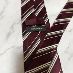 コムサメン ネクタイ ワインレッド ストライプ ネクタイ
