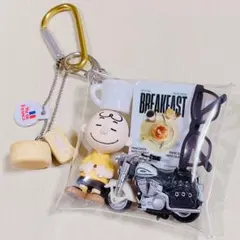 ガチャ詰めポーチPEANUTSチャーリー カフェ ハーレーバイク 眼鏡 イエロー