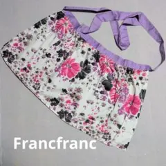 Francfranc　花柄 ショートエプロン パープル　エレガント　前掛け　腰巻のサムネイル