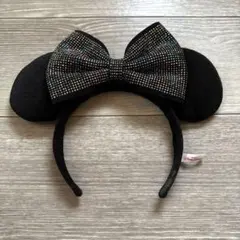 Disney ディズニー ミニー カチューシャ 黒 キラキラ ビジュー リボン