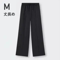 GU ジーユー プルオンパンツ+EC(丈長め79.5cm) ブラック M 黒