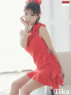 ティアードフリルワンショルダー ミニドレス