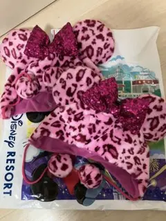 ミニーマウス　ピンク　ヒョウ柄　レオパード　ファンキャップ