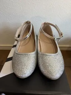 シルバー グリッター フラットシューズ