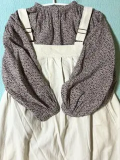 サマンサモスモス　クロスリネン　ギャザーブラウス　ベージュ