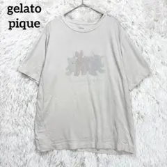 ジェラピケ　ルームウェア　パジャマ　ベージュ　F コットン混　半袖　ロゴのサムネイル