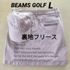 まずまず良品BEAMS GOLF裏地フリーススカートLキャップピンク暖かい防寒