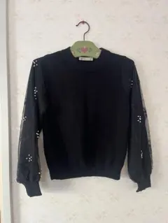 【マジェスティックレゴン】ブラック ニット　チュールパールビジュー