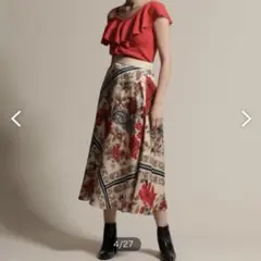 【グレースコンチネンタル】ボタニカルスカーフスカート　花柄　36 日本製