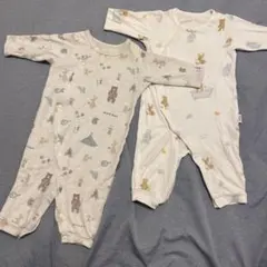 2枚セット！ジェラートピケ　50-70 くま　ロンパース　カバーオール