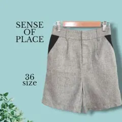 センスオブプレイス ショートパンツ ハーフパンツ ウエスト後ろゴム グレー Ｓ
