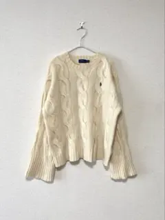 ポロラルフローレン　ニットセーター　カシミヤ混太ケーブルニット レディース M