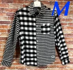 【Mサイズ】Fat animals クレイジーパターン チェックシャツ 黒白