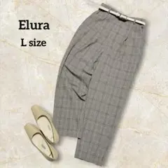 Elura 엘라 테이퍼드 팬츠 글렌 체크 무늬 허리 고무 L 사이즈