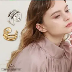 ダブルラインイヤーカフ　ゴールド イヤーカフ　9am