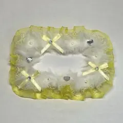 No.115 ♡イエロー×ホワイト♡デコ名札ケース バレエコア りぼん ふわふわ