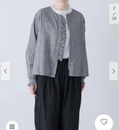 かぐれ 新品タグ付き リネンフリルスリーブプルオーバー アーバン