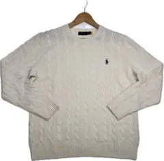 【ポロ　ラルフローレン　ケーブルニットセーター　ウールカシミア　ホワイト】