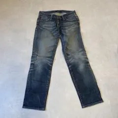 スリムフィットダークブルーデニム　Y2Kファッション 平成ギャル