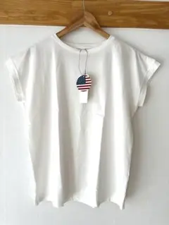 新品タグ付き★coca人気商品フレンチスリーブ TシャツU.S.コットン 白L♪