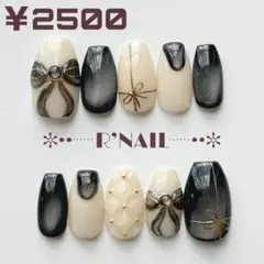 ニュアンスネイルチップ マグネット リボン ぷっくりキルティング 韓国 推し活