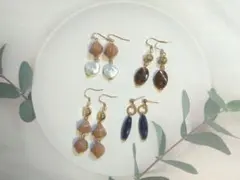 【sale２】ピアス４点セット☆まとめ売り☆同梱割り☆イヤリング変更可能