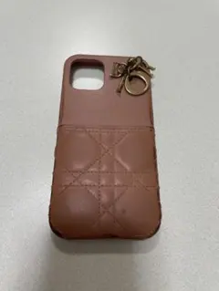 ピンクレザーキルティングiPhoneケース