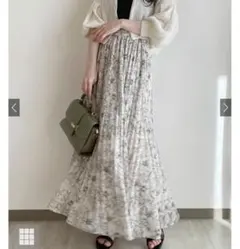 花柄消しプリーツスカート[ey002]
