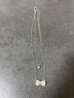 蝶型クリスタルネックレス 2連