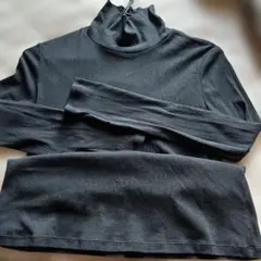 レリアン ブラック タートルネック トップス　ベスト付き