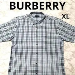 ✨️美品✨️BURBERRY バーバリーノバチェック半袖シャツ　XLボタンダウン