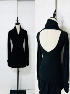 バックオープン ブラック 長袖 トップス / Black dress