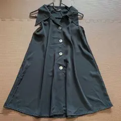 夏服 レディース ノースリーブシャツ 黒 M 細見えAライントップス