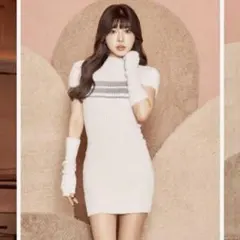 【Darich】アームカバーフェザーニットミニワンピース ホワイト Free-L