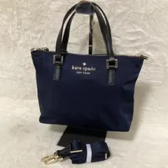 極美品 ケイトスペードニューヨーク ショルダーバッグ ハンド 2way ネイビー