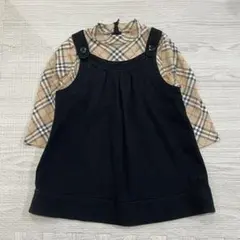 バーバリー　長袖　チェック　ワンピース　ブラック　80 入園式　フォーマル