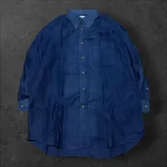 LANVIN ワンポイトロゴ ヘリンボーン インディゴ　オーバーサイズシャツのサムネイル