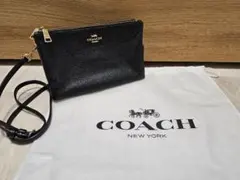 COACH ブラック レザー ショルダーバッグ　美品