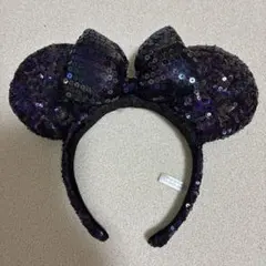ミッキー耳カチューシャ 紫色 スパンコール