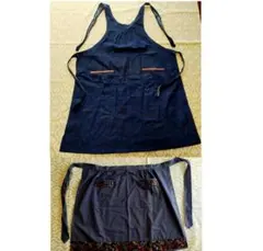 ハンドメイドロングエプロンと前掛けエプロンの2着