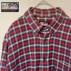 ファーストダウン First Down Lサイズ 赤青系 ネルシャツ