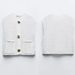 zara チャンキーニットトップス　ホワイトのサムネイル
