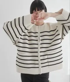 ランタンスリーブ ニットジップカーディガン